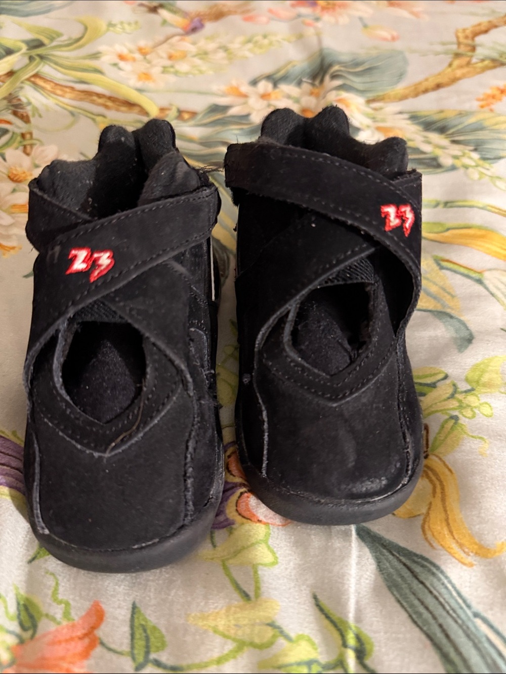 Jordan Black Suede Baby Walker Shoes with Red Accent
